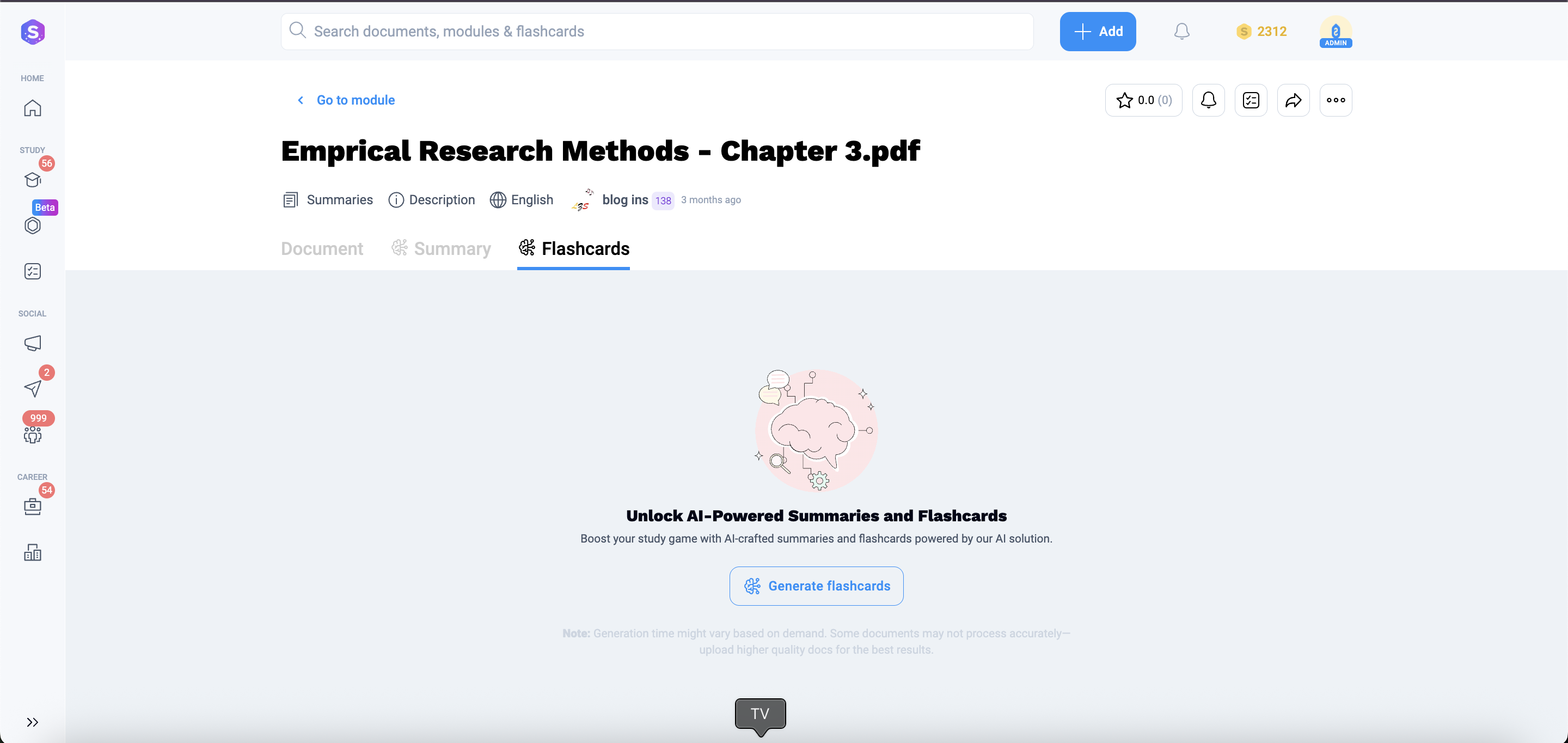 Generation of AI flashcards